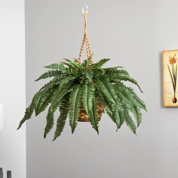 Cheap Almost natural 6774 22 inches. Large Boston Ferne hanging basket, green - Image 4