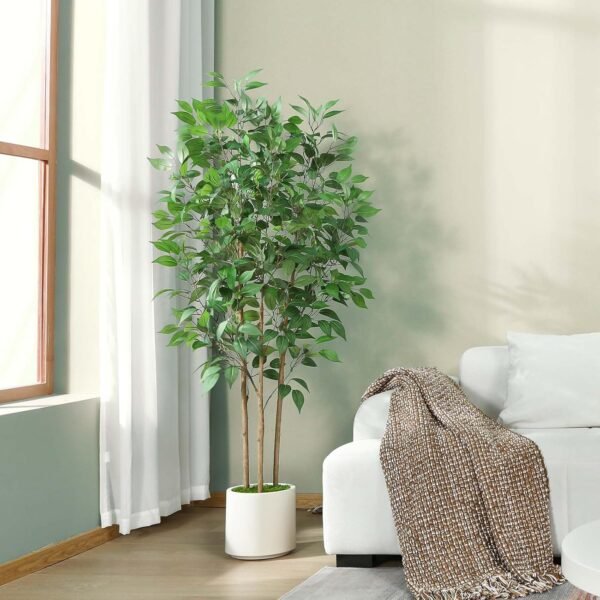 Best Artificial Ficus Tree 5ft Tall Fake Ficus Tree Indoor Indoor Fake Ficus Plant Plant Plant Plants Green Green Green Fake Moss Ceramic Aposic 1 Set 1 - Image 4