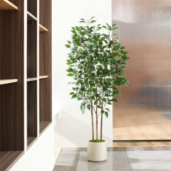 Best Artificial Ficus Tree 5ft Tall Fake Ficus Tree Indoor Indoor Fake Ficus Plant Plant Plant Plants Green Green Green Fake Moss Ceramic Aposic 1 Set 1 - Image 8