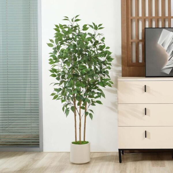 Best Artificial Ficus Tree 5ft Tall Fake Ficus Tree Indoor Indoor Fake Ficus Plant Plant Plant Plants Green Green Green Fake Moss Ceramic Aposic 1 Set 1 - Image 9