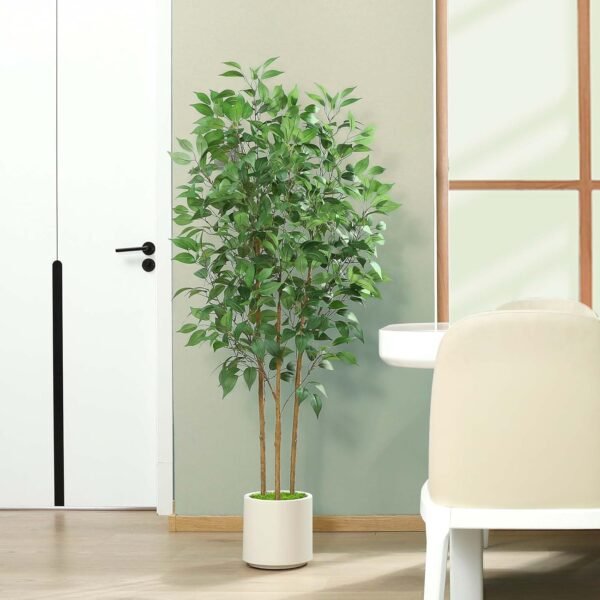 Best Artificial Ficus Tree 5ft Tall Fake Ficus Tree Indoor Indoor Fake Ficus Plant Plant Plant Plants Green Green Green Fake Moss Ceramic Aposic 1 Set 1 - Image 10