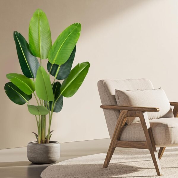 Cheap Paradise Plant Artificial Bird 5.2 Foot Fake Tropical Palm Tree Indoor Outdoor Office Modern Decoration Housework Gift for Fake Banana Leaf Tree with 10 Tranches - Image 5
