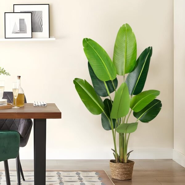 Cheap Paradise Plant Artificial Bird 5.2 Foot Fake Tropical Palm Tree Indoor Outdoor Office Modern Decoration Housework Gift for Fake Banana Leaf Tree with 10 Tranches - Image 6