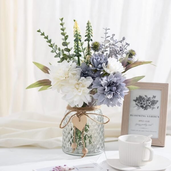 Best Artificial flowers with fake flower vase, dining room table centerpiece, silk flower arrangement for home - Image 3