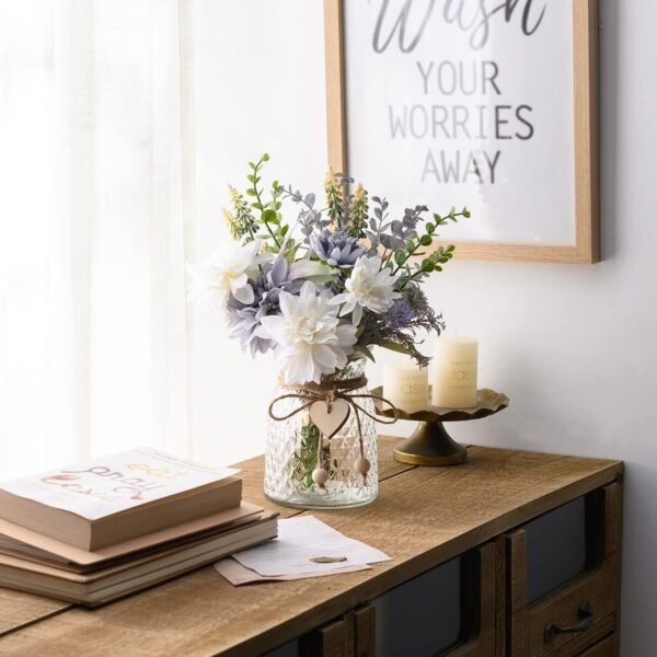 Best Artificial flowers with fake flower vase, dining room table centerpiece, silk flower arrangement for home - Image 7
