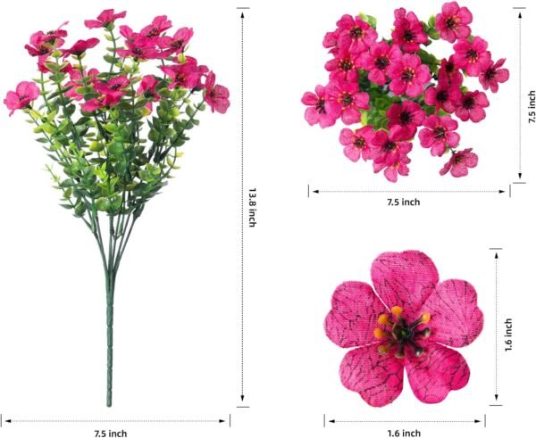 Top Artificial flowers for outdoor indoor garden home decoration, Fake Flower Daisy with Eucalyptus Fake Plant Green Box Tree Patio, 12 Bundles (Mixed Pink Red Purple Yellow) - Image 5