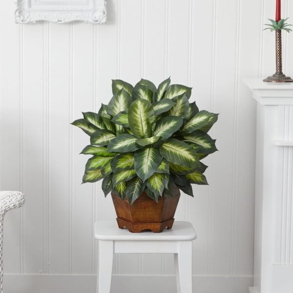 Cheap Almost natural 6639 24in. Golden Dieffenbachia Silk Plant, Green - Image 7