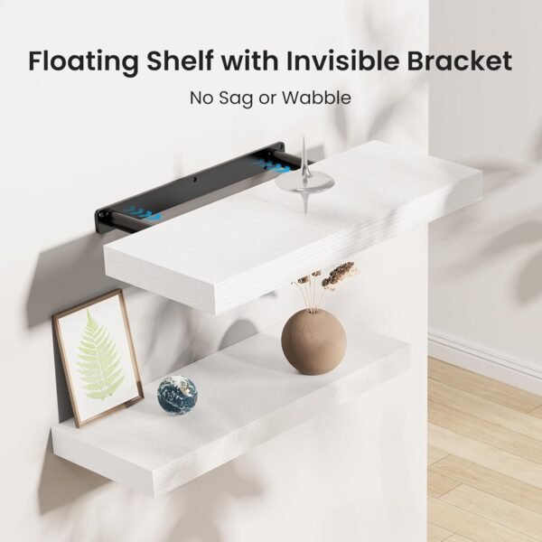 Grab the best Beloved Home Ferning Flate Shelf, Wall Shelf for Bathroom/Living Room/Bedroom/Kitchen Decoration, White Shelf with Invisible Bracket Set - AMFS08 - Image 4