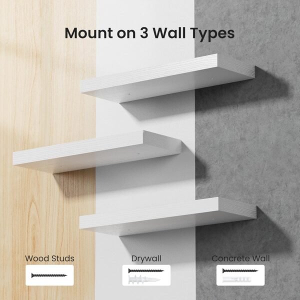 Grab the best Beloved Home Ferning Flate Shelf, Wall Shelf for Bathroom/Living Room/Bedroom/Kitchen Decoration, White Shelf with Invisible Bracket Set - AMFS08 - Image 6
