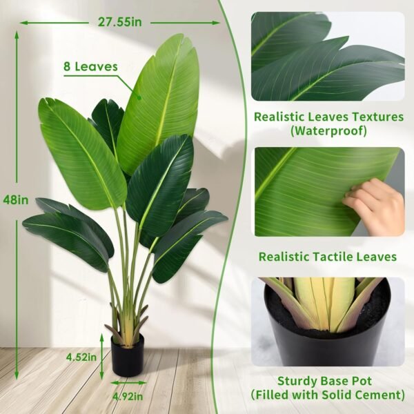 Cheap Paradise Plant Artificial Bird 4 Foot Fake Tropical Palm Tree 8 Tranch Outdoor Decoration Gift for Indoor Outdoor Office Modern Decoration for Faux Banana Leaf Tree - Image 3