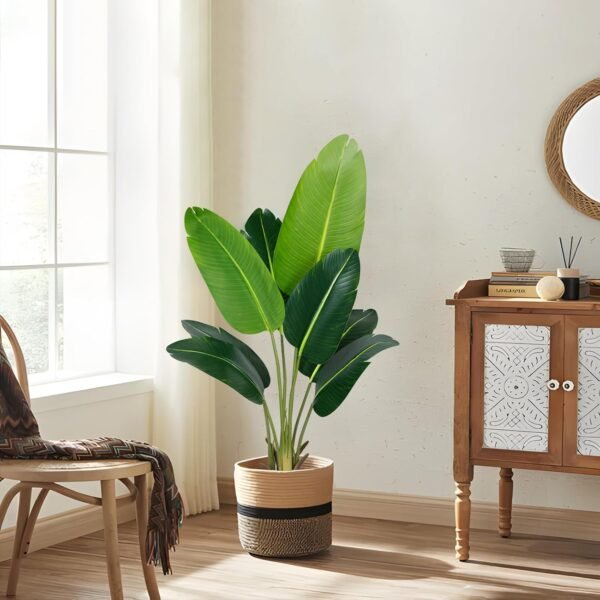 Cheap Paradise Plant Artificial Bird 4 Foot Fake Tropical Palm Tree 8 Tranch Outdoor Decoration Gift for Indoor Outdoor Office Modern Decoration for Faux Banana Leaf Tree - Image 5