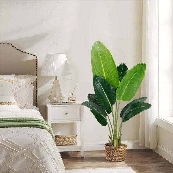 Cheap Paradise Plant Artificial Bird 4 Foot Fake Tropical Palm Tree 8 Tranch Outdoor Decoration Gift for Indoor Outdoor Office Modern Decoration for Faux Banana Leaf Tree - Image 7