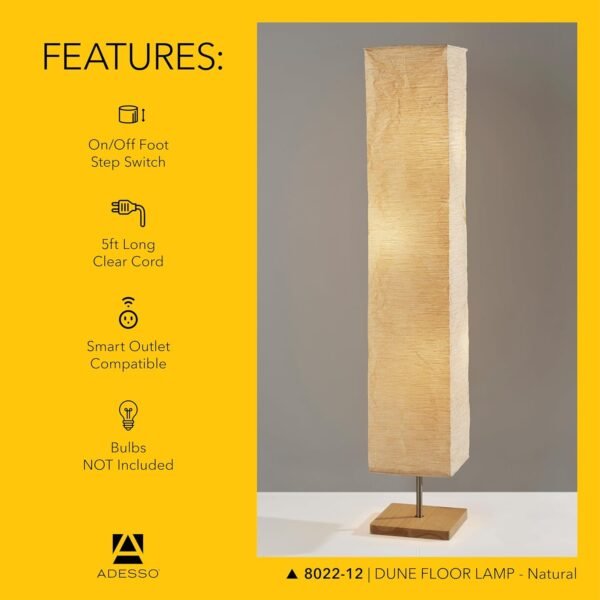 Grab affordable Adessso Three Light Floor Lamp - Natural Wood Base and Adjustable Brightness - Perfect lighting for bedroom, living room, corner decoration, beige - Image 6