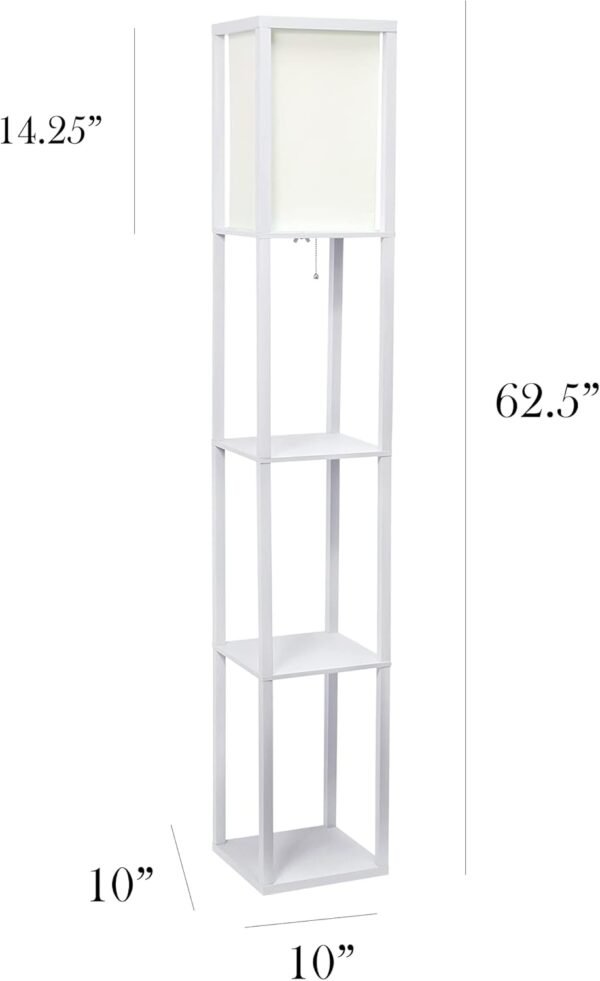 Order high-quality Simple Design LF1014-WHT Etagur Organizer Storage Shelf Linen Shade Floor Lamp, White - Image 4