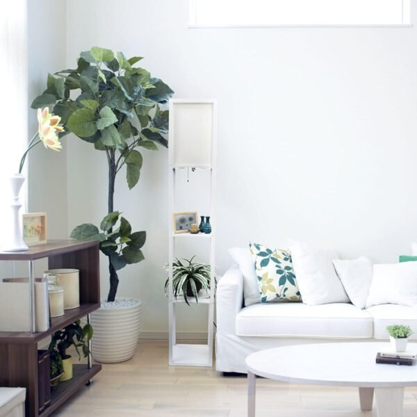 Order high-quality Simple Design LF1014-WHT Etagur Organizer Storage Shelf Linen Shade Floor Lamp, White - Image 6