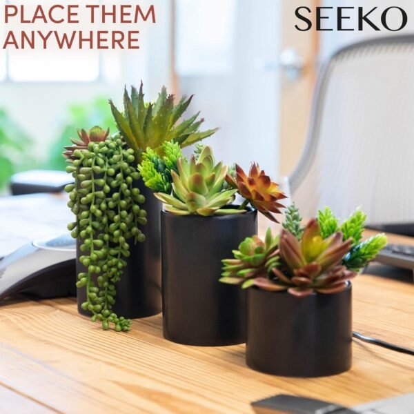 Order the best Seeko Artificial Plants (3 Pack) - Indoor Fake Succulents with Black Pot - Image 6