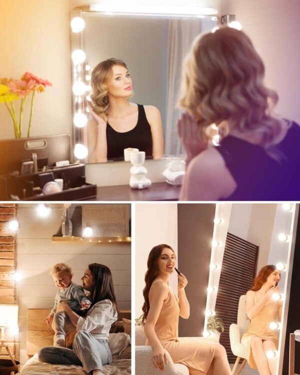Grab high-quality Brightown 14 Dimmable Bulb Hollywood Makeup Mirror Light, 22ft Adjustable Vanity Lighting Fixture for Full Length Mirrors (Mirror not included) - Image 7