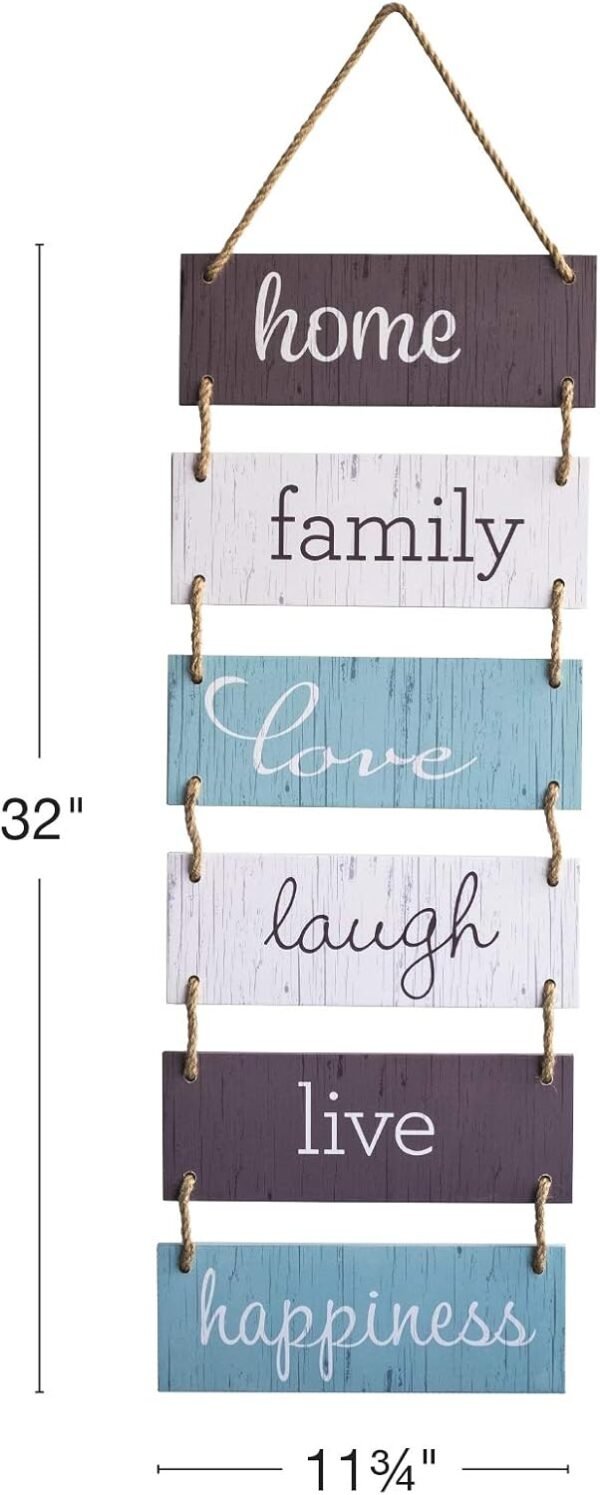 Order high-quality Global Products Big Hanging Wall Sign: Rustic Wooden Decoration (Home, Family, Love, Laughter, Living, Happiness) Hanging Wooden Wall Decoration (11.75"x32") - Image 4