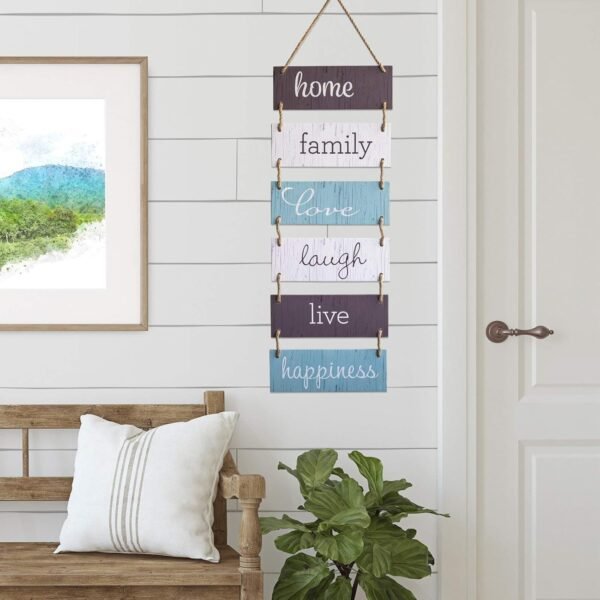 Order high-quality Global Products Big Hanging Wall Sign: Rustic Wooden Decoration (Home, Family, Love, Laughter, Living, Happiness) Hanging Wooden Wall Decoration (11.75"x32") - Image 6