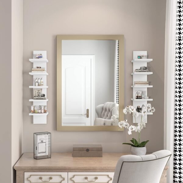 Explore recommended 5 Layers Wall Shelf White, Vertical Pillar Shelf Floating Storage Home Decoration Organizer Tall Design Utility Shelving Bedroom Living Room, 30.7, 31, 31 - Image 3