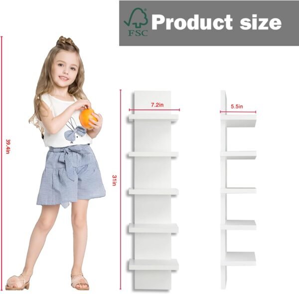 Explore recommended 5 Layers Wall Shelf White, Vertical Pillar Shelf Floating Storage Home Decoration Organizer Tall Design Utility Shelving Bedroom Living Room, 30.7, 31, 31 - Image 4