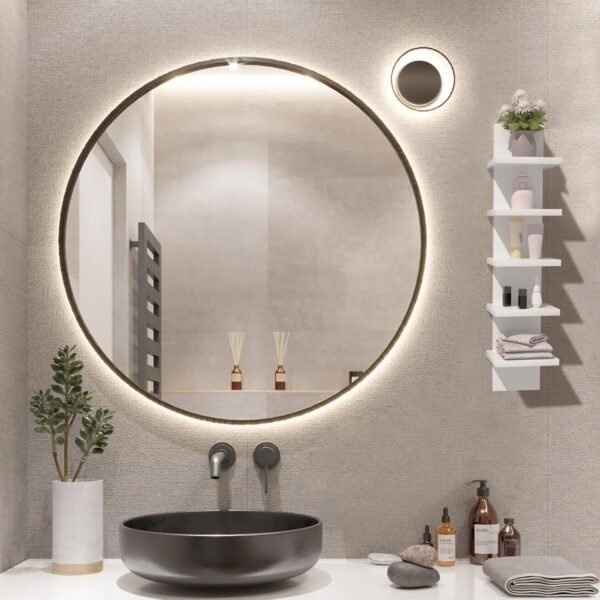 Explore recommended 5 Layers Wall Shelf White, Vertical Pillar Shelf Floating Storage Home Decoration Organizer Tall Design Utility Shelving Bedroom Living Room, 30.7, 31, 31 - Image 6
