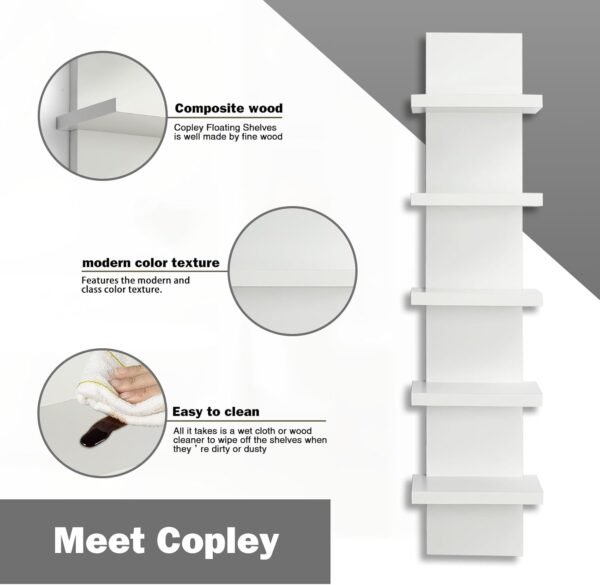 Explore recommended 5 Layers Wall Shelf White, Vertical Pillar Shelf Floating Storage Home Decoration Organizer Tall Design Utility Shelving Bedroom Living Room, 30.7, 31, 31 - Image 8