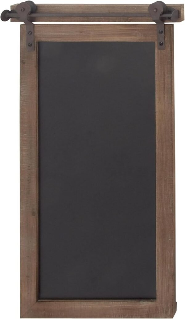 Buy affordable Deco 79 Wood Sign Home Wall Decoration Chalkboard Wall Carving Is Barn Door Inspired Top, Wall Art 16"x2"x28", Brown - Image 5
