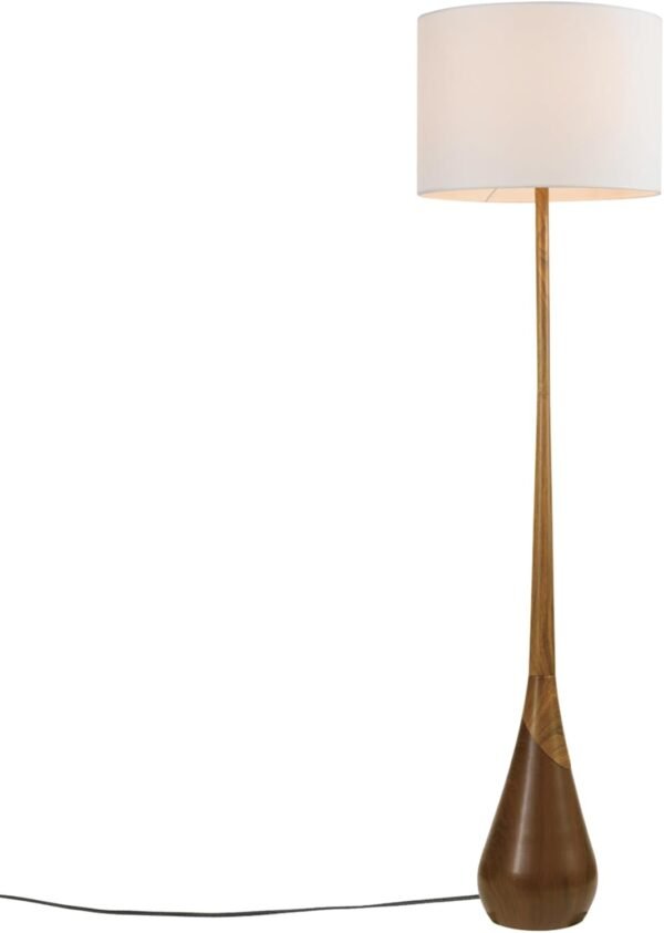 Order the best Globe Electric Novogratz x Harrington 65" Floor Lamp, 2-tone Fake Wood Base, White Faux Wood Shade, Socket Rotary Switch 67225 - Image 8
