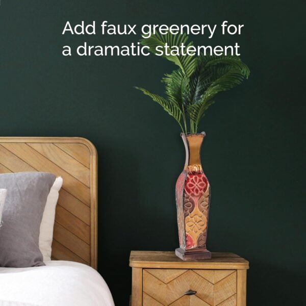 Grab recommended Elements Harlequin Ambossset Decorative Metal Vase, Dried Flowers and Artificial Flower Arrangement Home Decor, Living Room, Bedroom, Table Centerpiece, 17 inch - Image 5