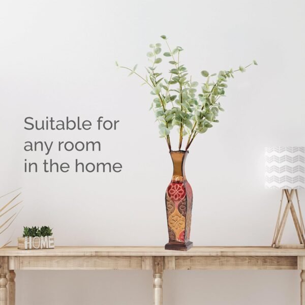 Grab recommended Elements Harlequin Ambossset Decorative Metal Vase, Dried Flowers and Artificial Flower Arrangement Home Decor, Living Room, Bedroom, Table Centerpiece, 17 inch - Image 6