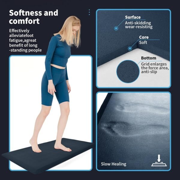 Grab high-quality ART3D Anti-Fatigue Mat - Kitchen Mat with 1/2 Inch Cushion - Comfort and Non-Slip Cushion for Standing Desk, Office Oge Floor (17.3"x28", Blue Majolica) - Image 13