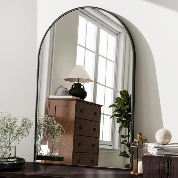 Order the best Harritpure 20 "x30" Arched Bathroom Mirror - Wall Mount Mirror - Black Arch Mirror - Aluminum Alloy Frame Bathroom Mirror Living Room, Bedroom, Entrance - Image 3