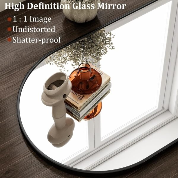 Order the best Harritpure 20 "x30" Arched Bathroom Mirror - Wall Mount Mirror - Black Arch Mirror - Aluminum Alloy Frame Bathroom Mirror Living Room, Bedroom, Entrance - Image 4