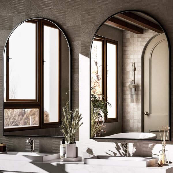 Order the best Harritpure 20 "x30" Arched Bathroom Mirror - Wall Mount Mirror - Black Arch Mirror - Aluminum Alloy Frame Bathroom Mirror Living Room, Bedroom, Entrance - Image 6