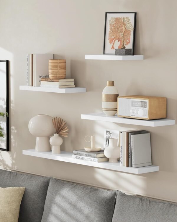 Explore affordable Vasagle Wall Shelf 3 Set, Floating Shelf, 8 x 23.6 x 1.5 inch, Display Shelf for Picture Frame, Decoration, Hanging Shelf for Living Room, Kitchen, White ULWS057W01 - Image 8