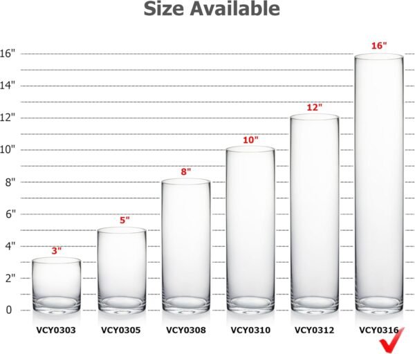 Grab recommended WGVI Quality Thick Clear Cylinder Glass Vase, 3"Wx 16" H, Skinny Bad Tall Bath - Image 4