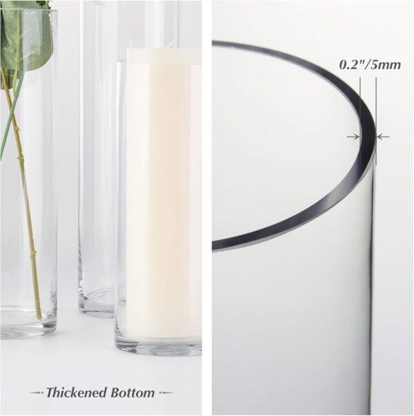 Grab recommended WGVI Quality Thick Clear Cylinder Glass Vase, 3"Wx 16" H, Skinny Bad Tall Bath - Image 9