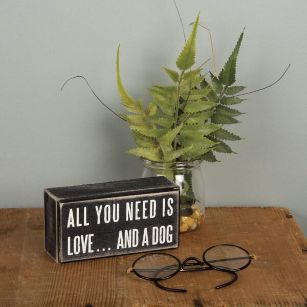 Explore the best Primitives with Cathy's Rustic Wooden Decoration Sign - "All you need is love...and a dog" - Office/Farmhouse Decoration, Long Dog Gift, 5" - Image 3