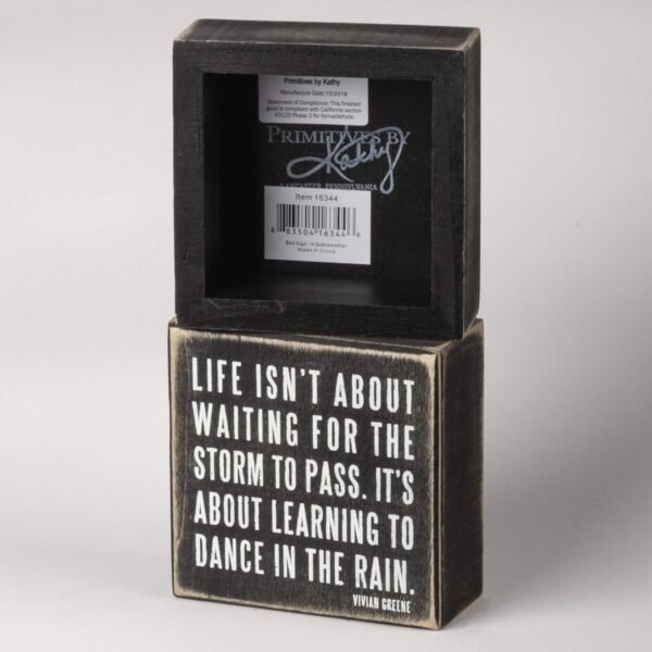 Order high-quality Primitive 16336 Classic Box Sign by Cathy, 4 x 4 inches, Dance in the Rain - Image 3