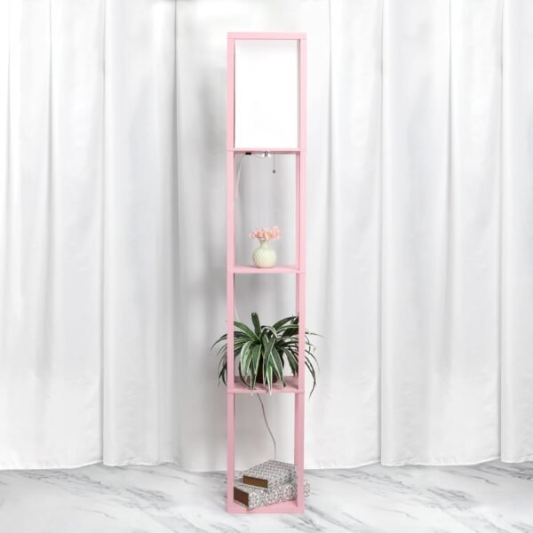 Explore recommended Simple Design LF1014-LPK-LB 3 Shelf Etagger Organizer White Linen Shaded Storage Floor Lamp - Image 3