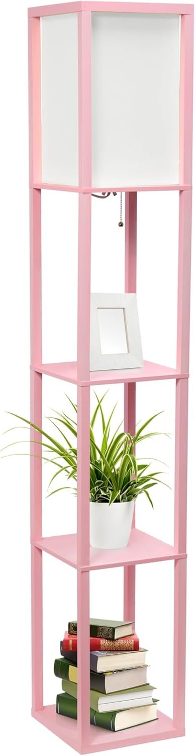Explore recommended Simple Design LF1014-LPK-LB 3 Shelf Etagger Organizer White Linen Shaded Storage Floor Lamp - Image 8