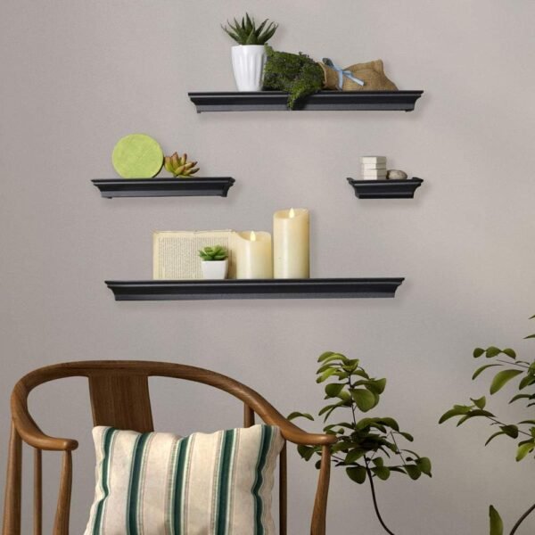 Order affordable Melancho Floating Wall Shelf for Bedroom, Living Room, Bathroom, Kitchen, Nurse, 4, Black, 4 Count - Image 3