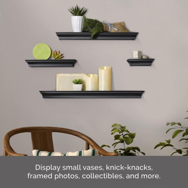 Order affordable Melancho Floating Wall Shelf for Bedroom, Living Room, Bathroom, Kitchen, Nurse, 4, Black, 4 Count - Image 5