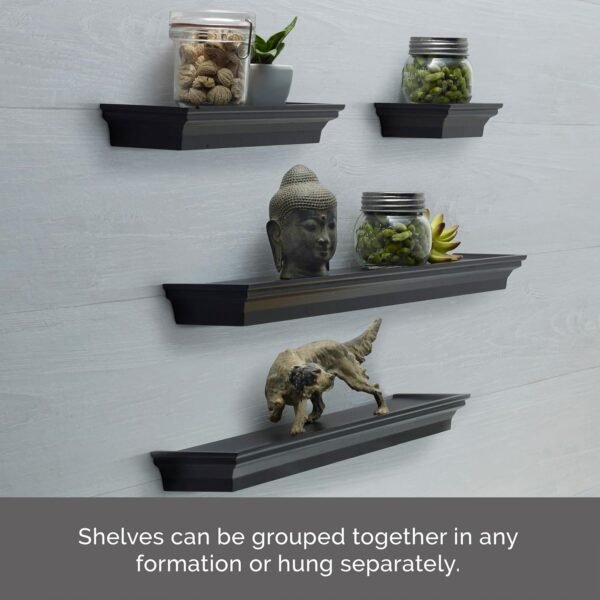 Order affordable Melancho Floating Wall Shelf for Bedroom, Living Room, Bathroom, Kitchen, Nurse, 4, Black, 4 Count - Image 6