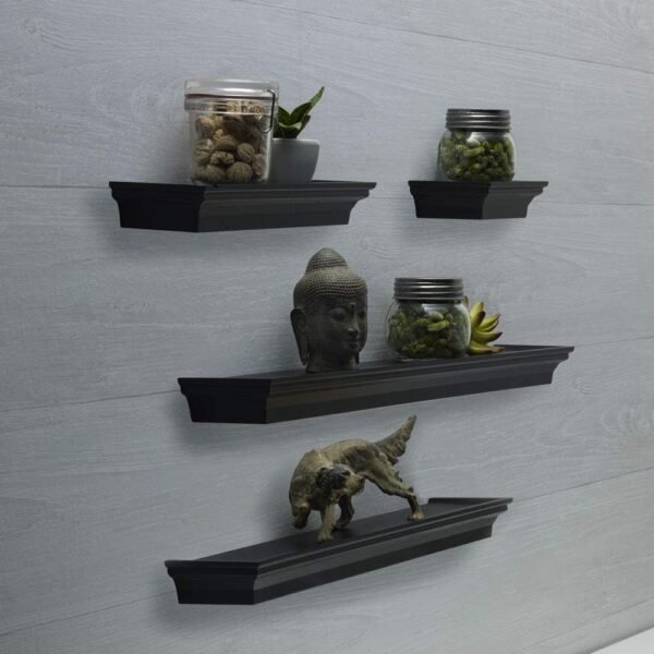 Order affordable Melancho Floating Wall Shelf for Bedroom, Living Room, Bathroom, Kitchen, Nurse, 4, Black, 4 Count - Image 9