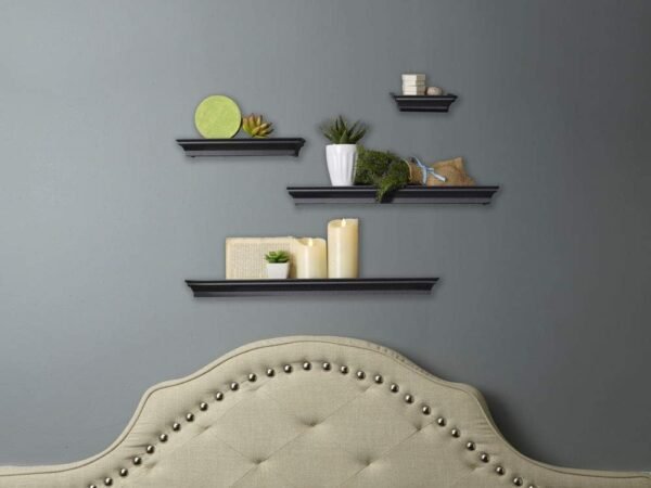 Order affordable Melancho Floating Wall Shelf for Bedroom, Living Room, Bathroom, Kitchen, Nurse, 4, Black, 4 Count - Image 10