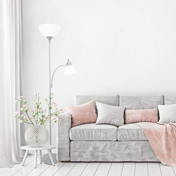 Order affordable Simple design LF2000-SLV mother daughter floor lamp reading light, silver - Image 3