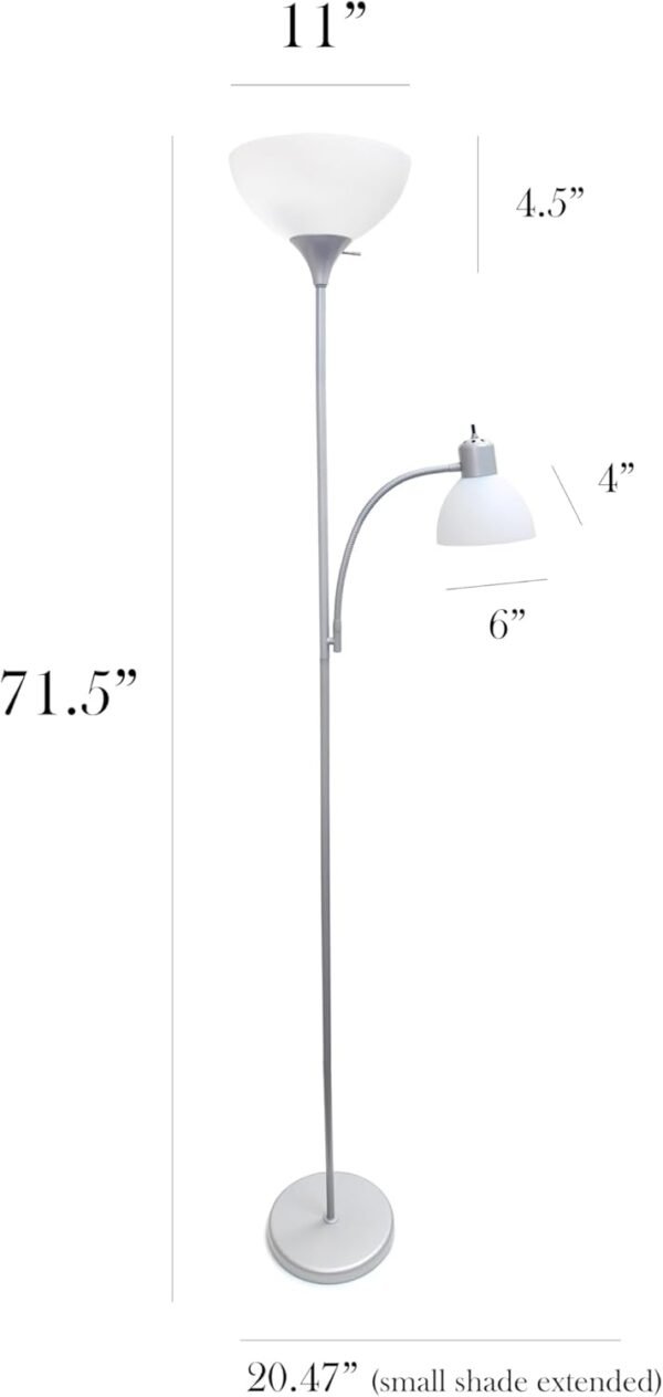 Order affordable Simple design LF2000-SLV mother daughter floor lamp reading light, silver - Image 5