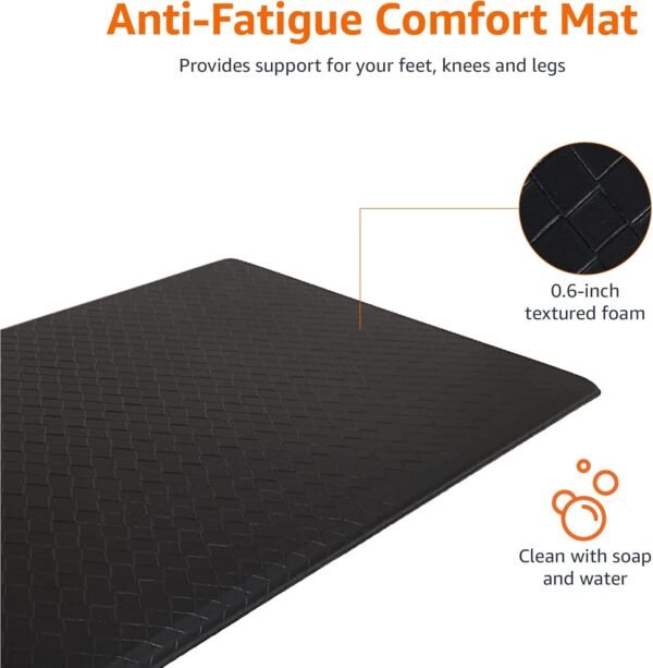 Grab affordable Amazon Basics Anti-Fatigue Standing Mat, Non-slip, Comfort Mat for Home and Office, 20W x 36L x 0.6th, Black, 1 Pack - Image 3